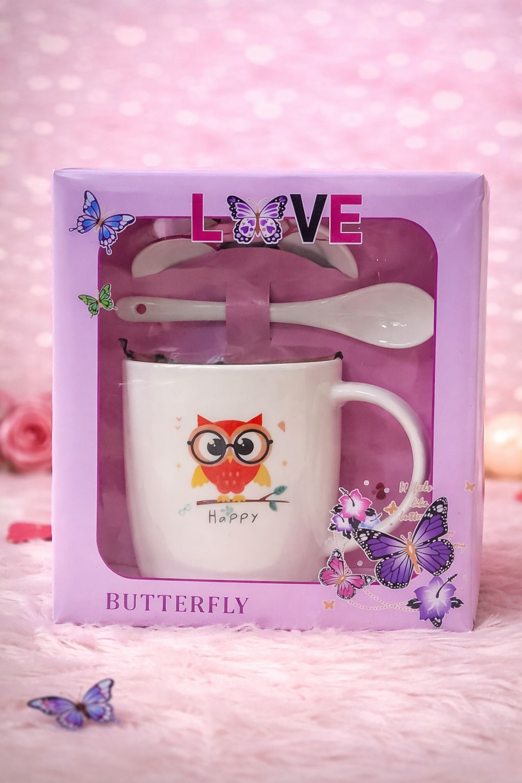 Charming Owl & Butterfly Ceramic Gift Set