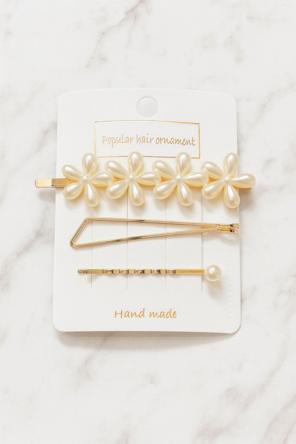 Elegant Gold & Pearl Hair Clip Set
