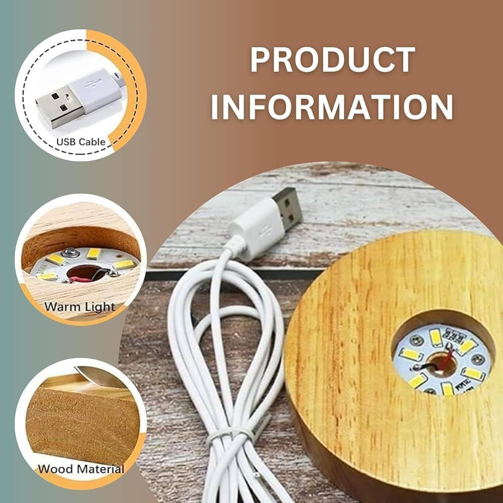 3D Luminous Crystal Ball with Wooden Base