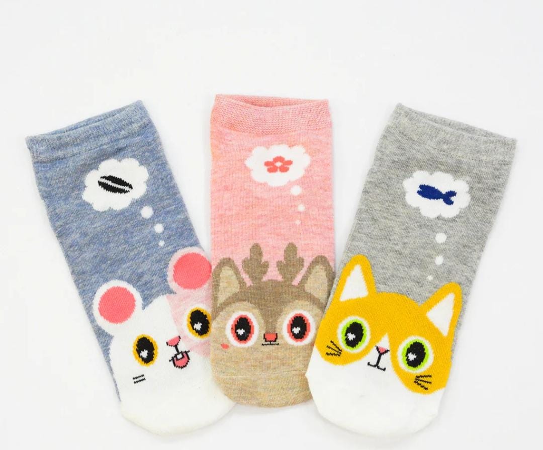 Whimsical Thinker Animal Ankle Socks