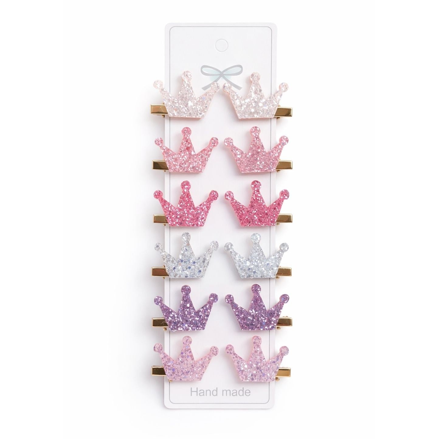 Glitter Crown Hair Clip Set (12 Pieces)