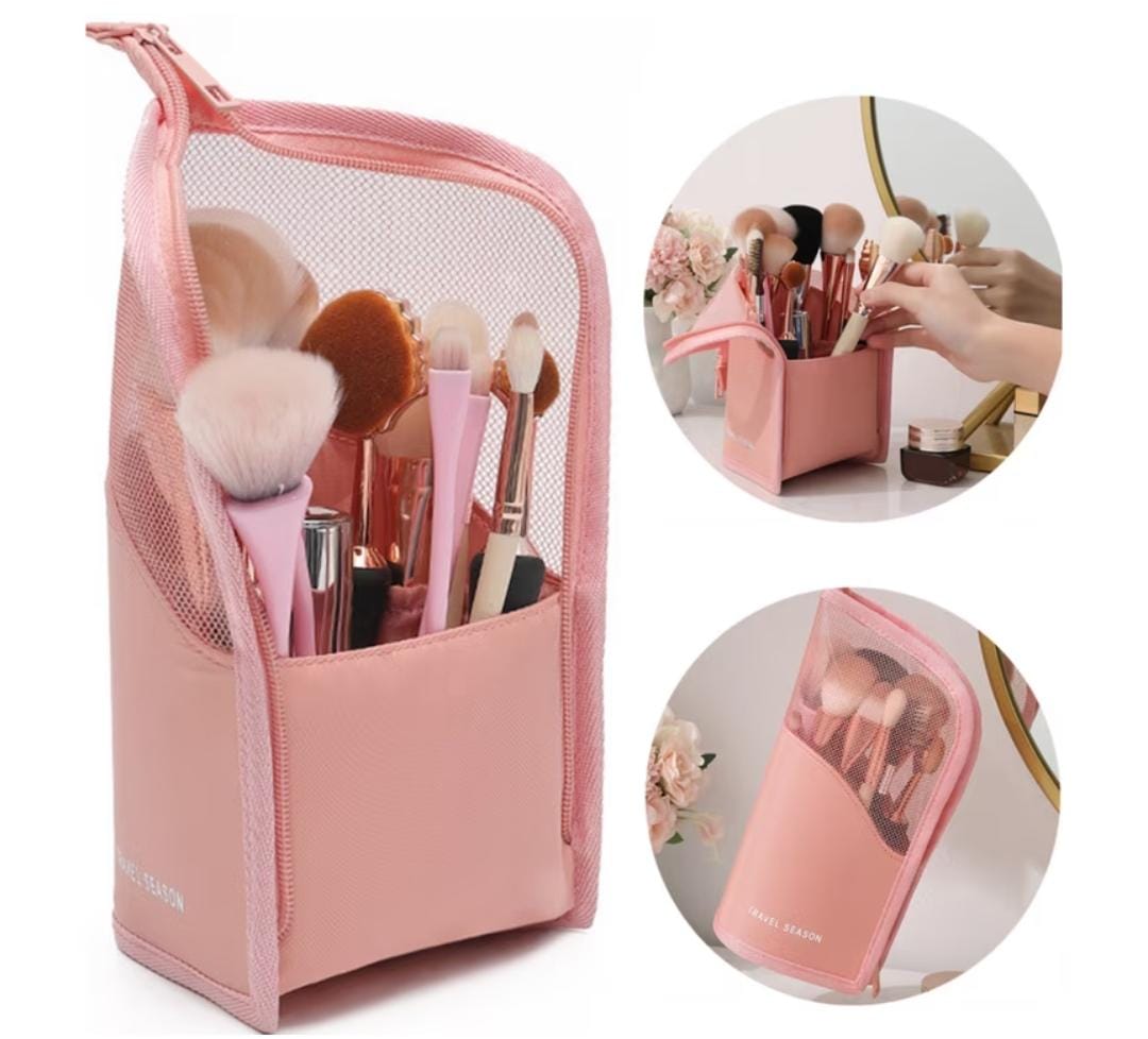 Travel Season Standing Makeup Brush Organizer Bag