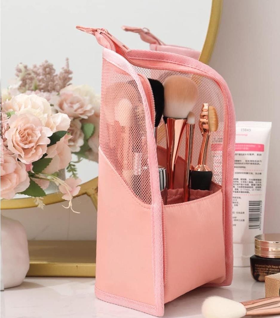 Travel Season Standing Makeup Brush Organizer Bag