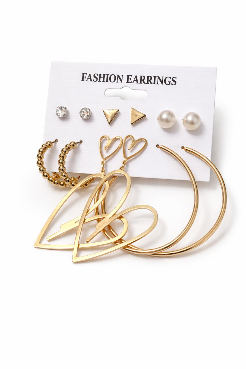 Elegant Gold & Pearl Multi-Pack Earring Sets