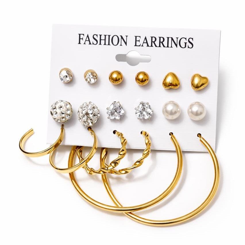 Elegant Gold-Tone Multi-Pack Earring Sets