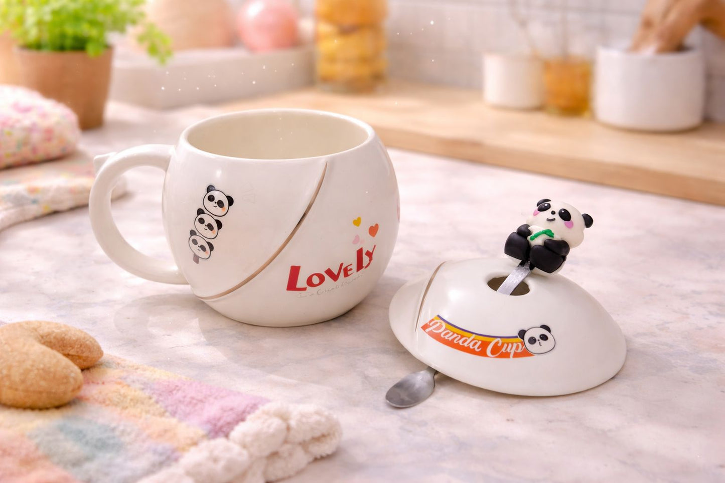 Adorable 3D Panda Ceramic Mug with Lid