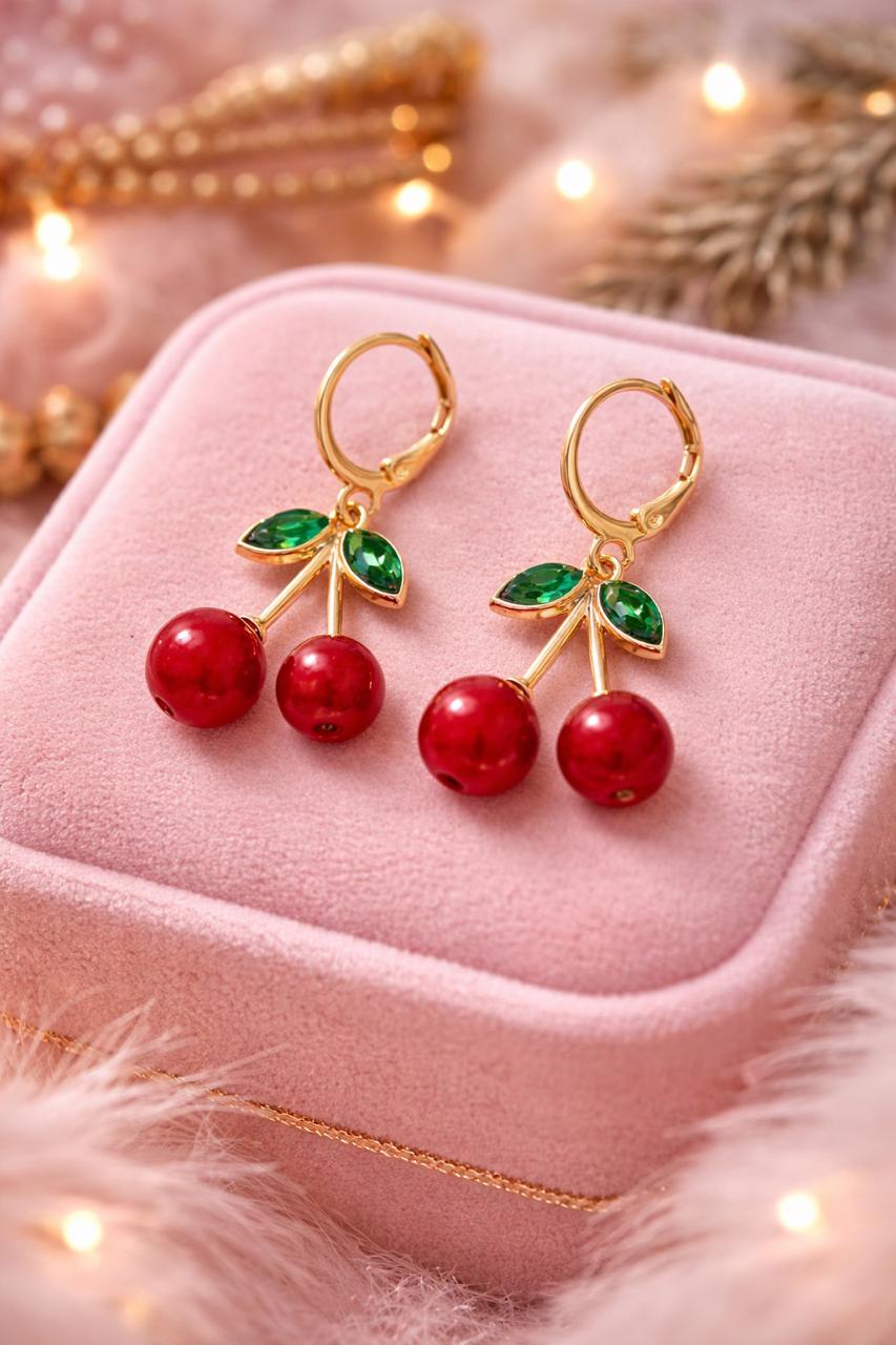 Vintage Glaze Cherry Drop Earrings