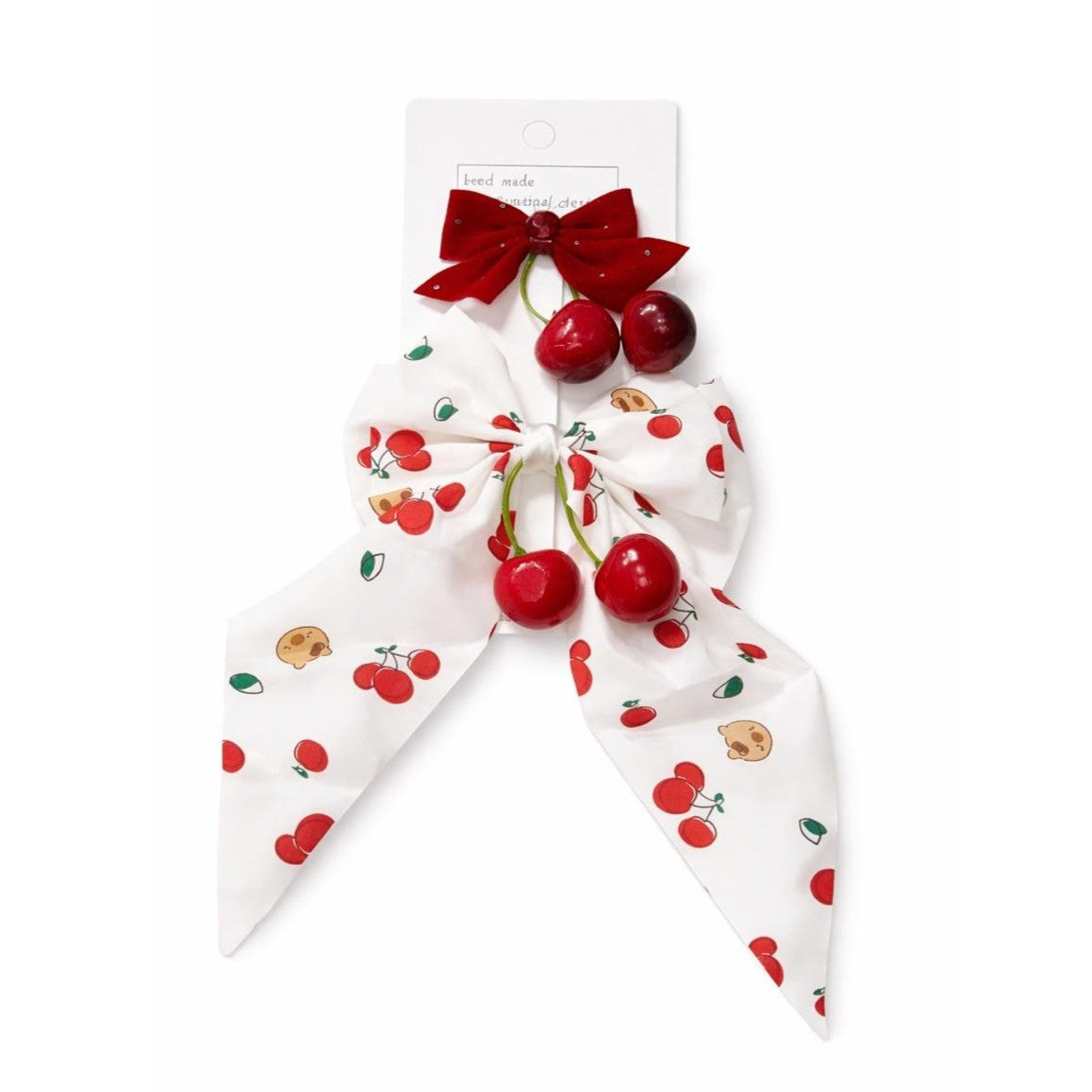 Cherry Charm Bow Hair Accessory Set