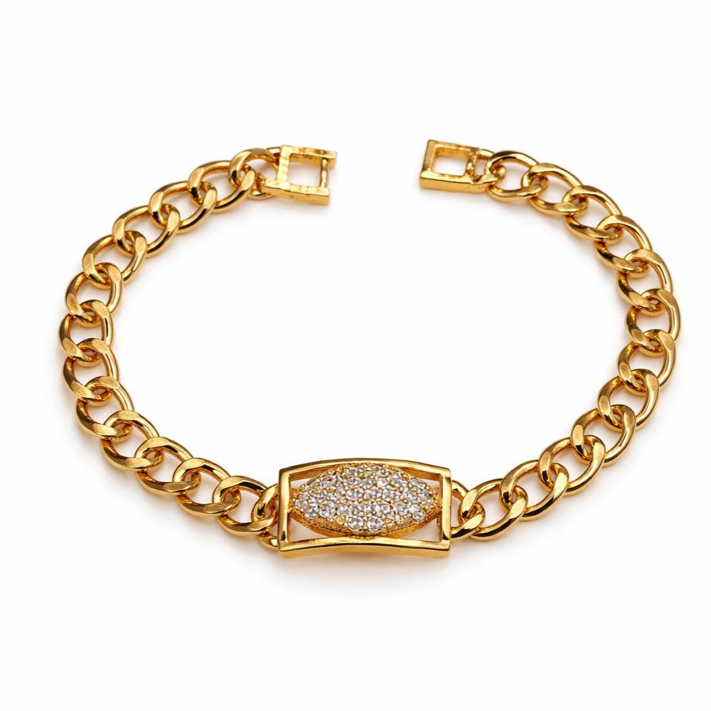 Elegant Gold Crystal Link Bracelet