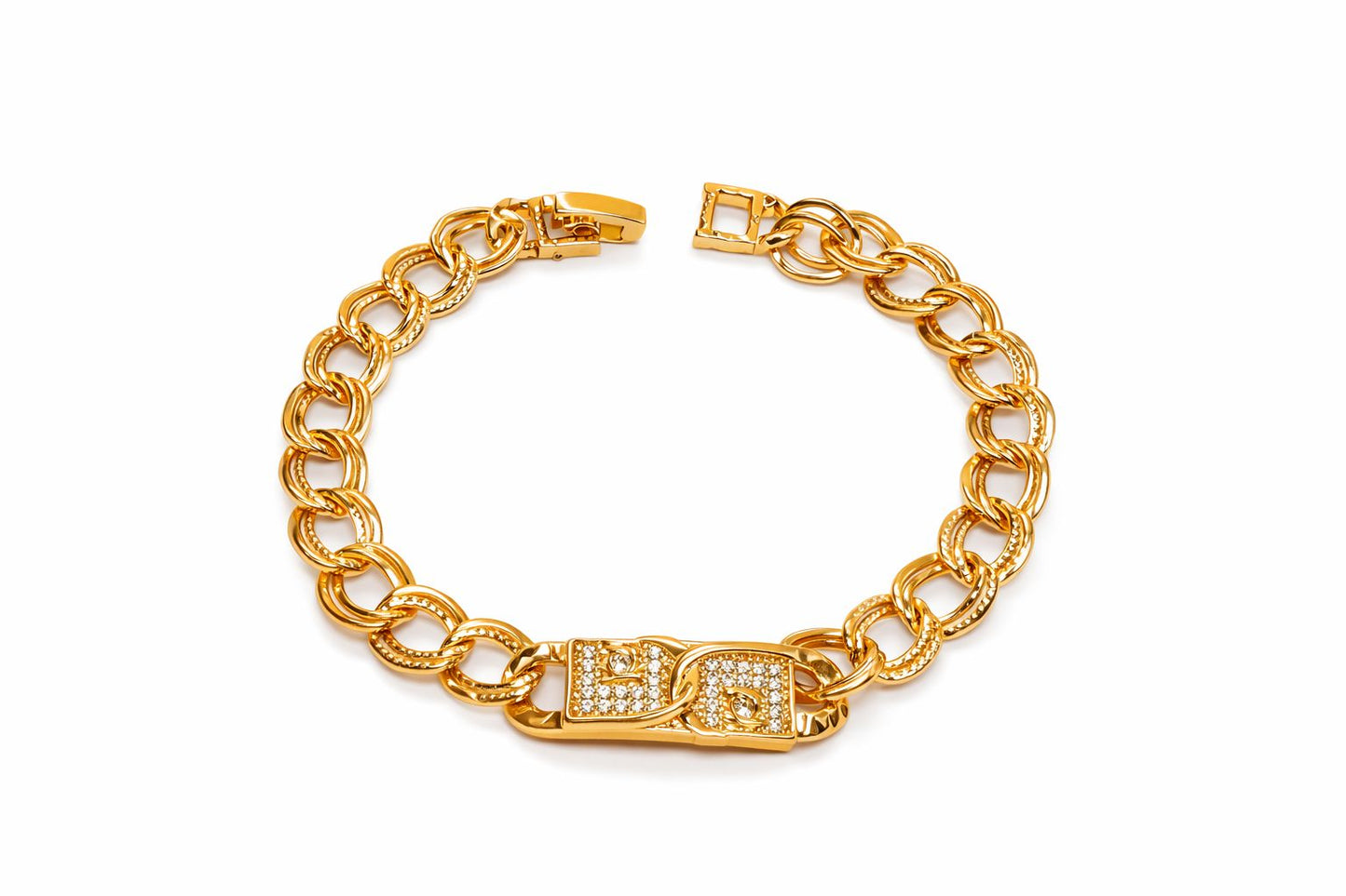 Elegant Gold Crystal Link Bracelet