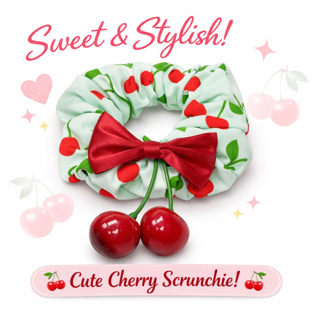 Cute Cherry Bow Scrunchie