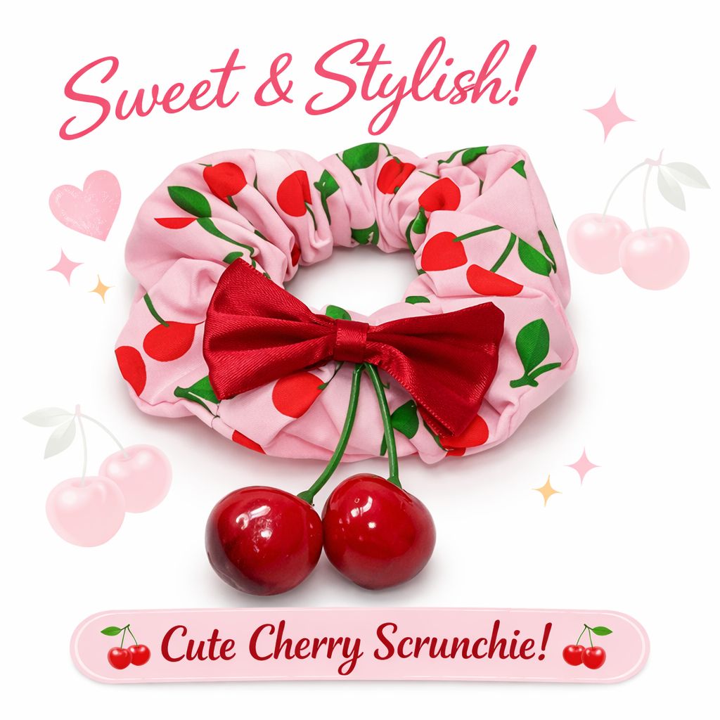 Cute Cherry Bow Scrunchie