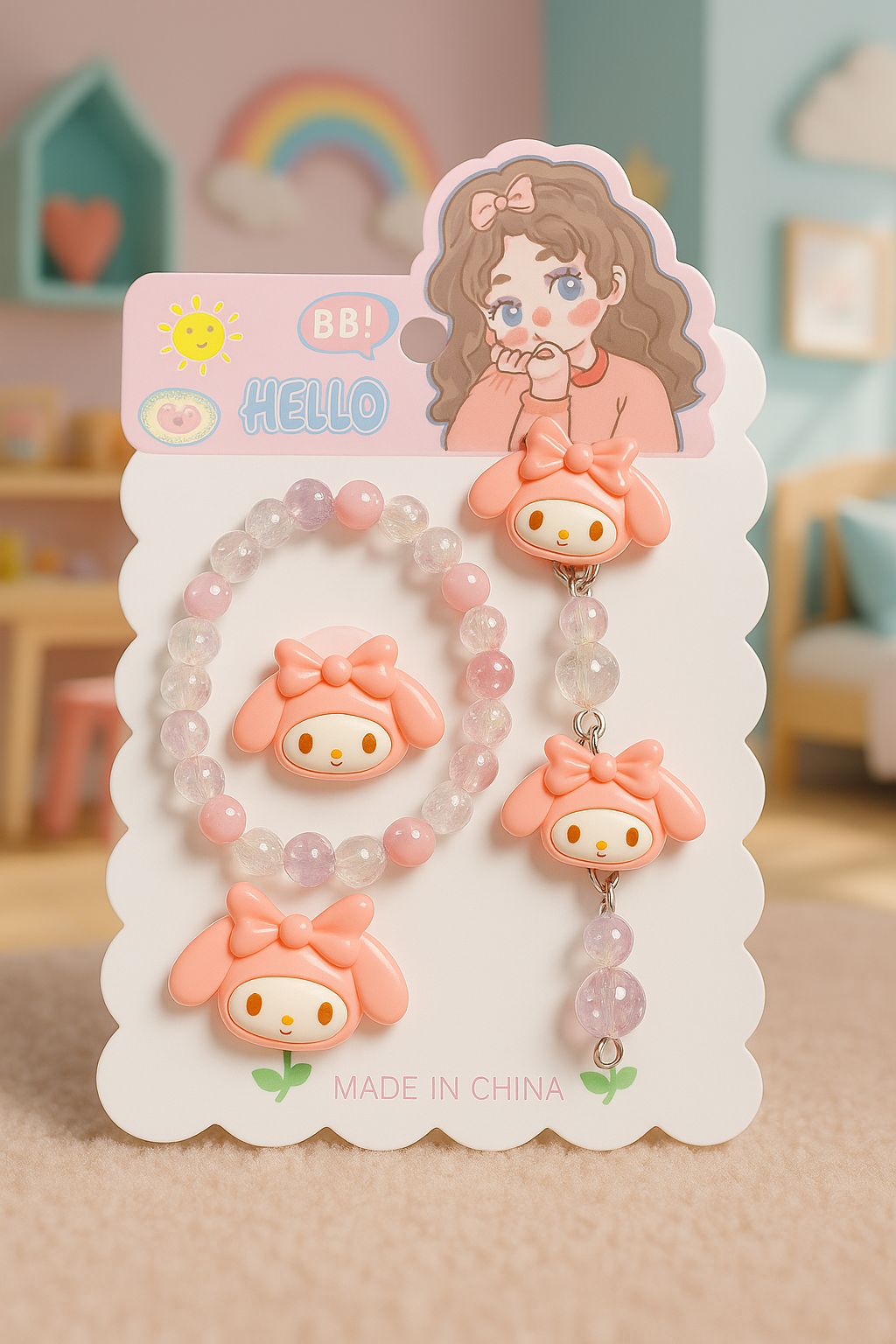 Sanrio Character Beaded Jewelry and Hair Accessory Set