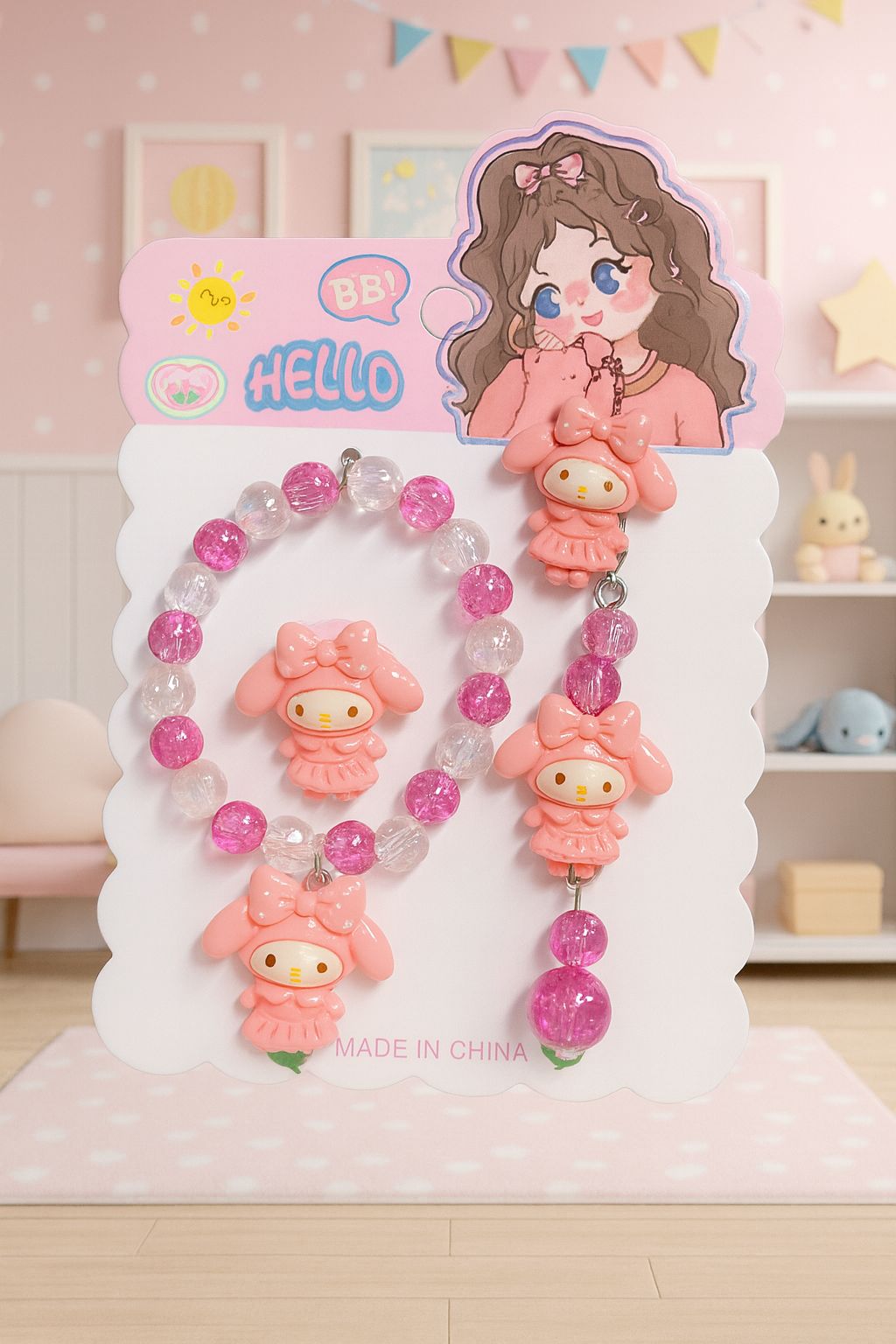 Sanrio Character Beaded Jewelry and Hair Accessory Set