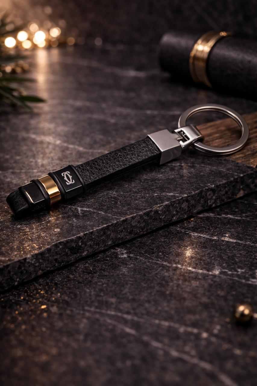 Premium Leather Logo Keychain