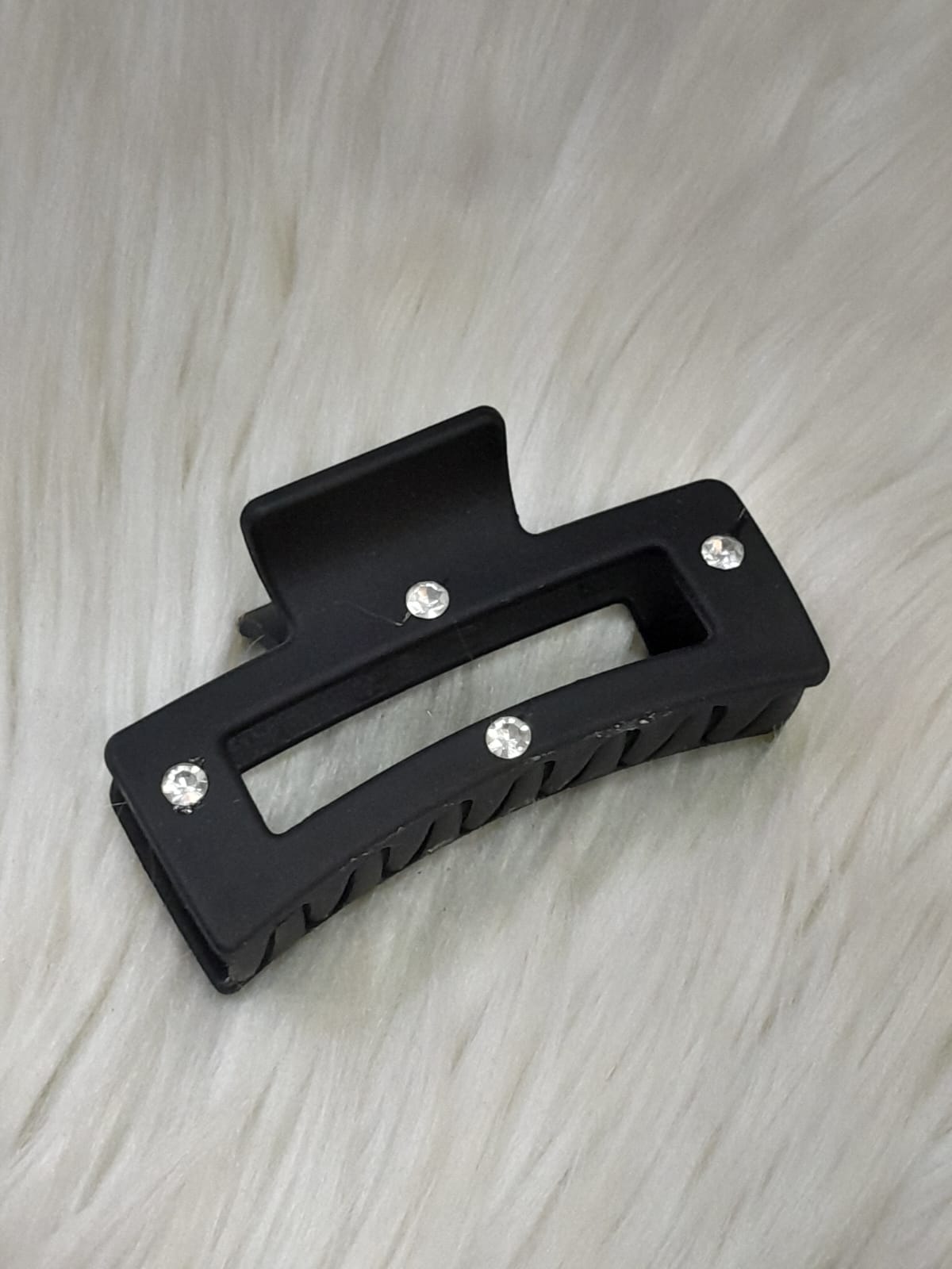 Rhinestone Accented Geometric Claw Clip