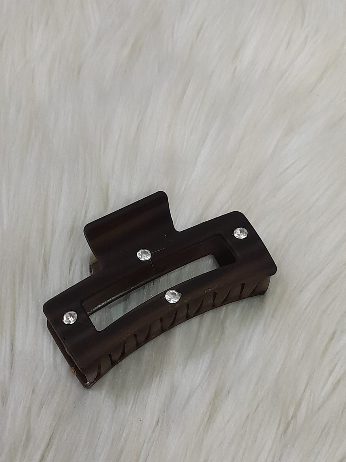 Rhinestone Accented Geometric Claw Clip