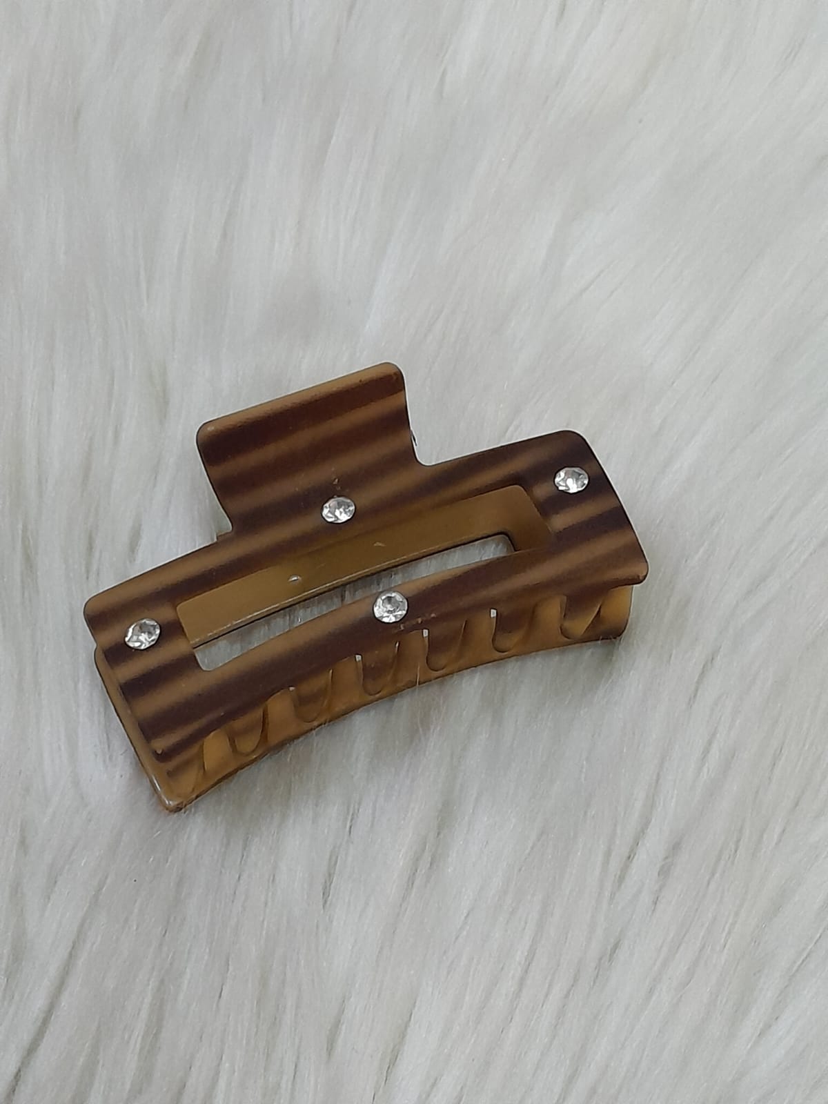 Rhinestone Accented Geometric Claw Clip