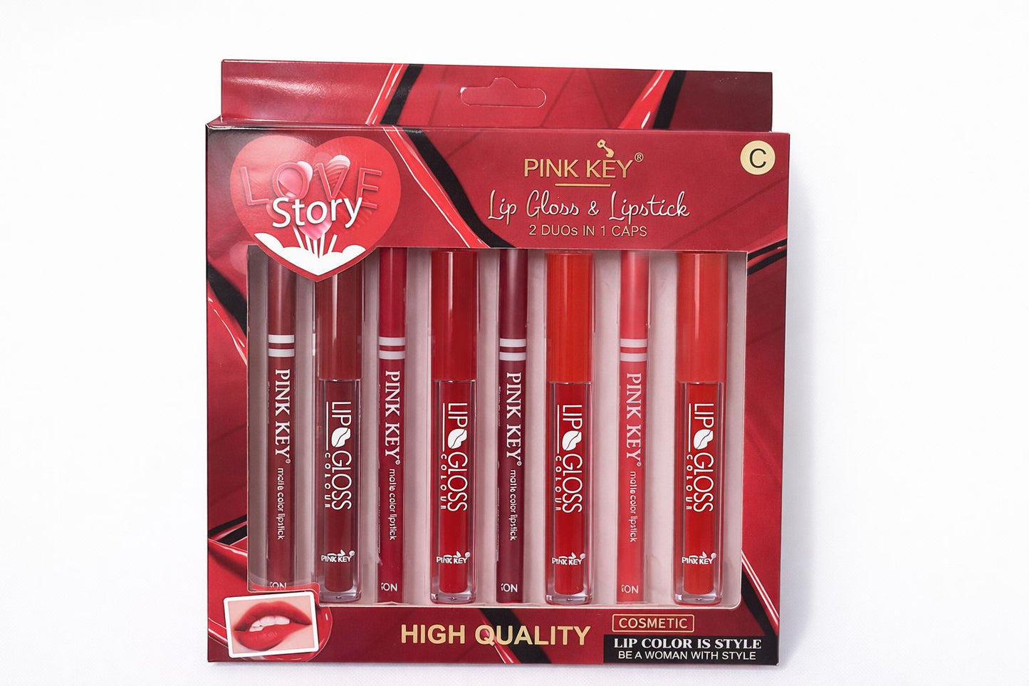 Pink Key Love Story Lip Gloss & Lipstick Set
