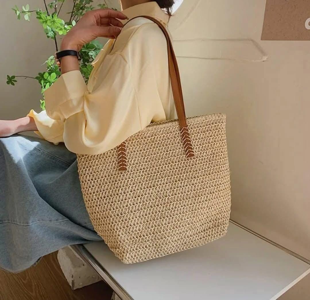 Classic Woven Straw Tote Bag