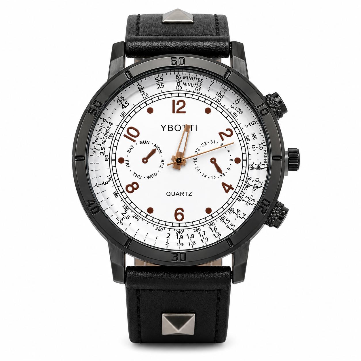 Black Leather Wristwatch