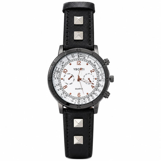 Black Leather Wristwatch