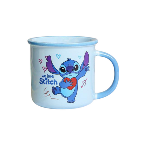 We Love Stitch” Blue Cartoon Mug – 350ml