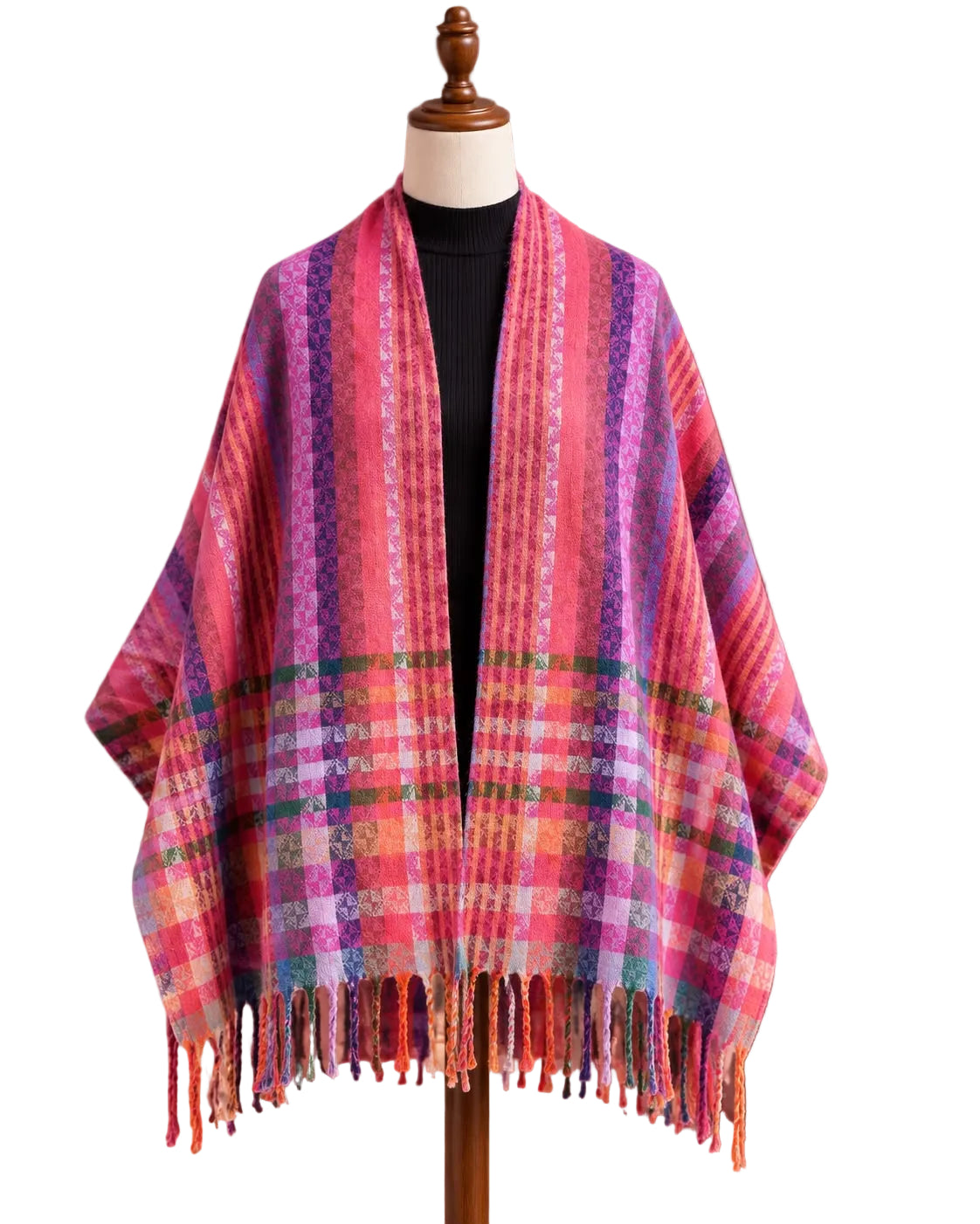 Bohemian Printed Shawl Poncho – Colorful Pattern