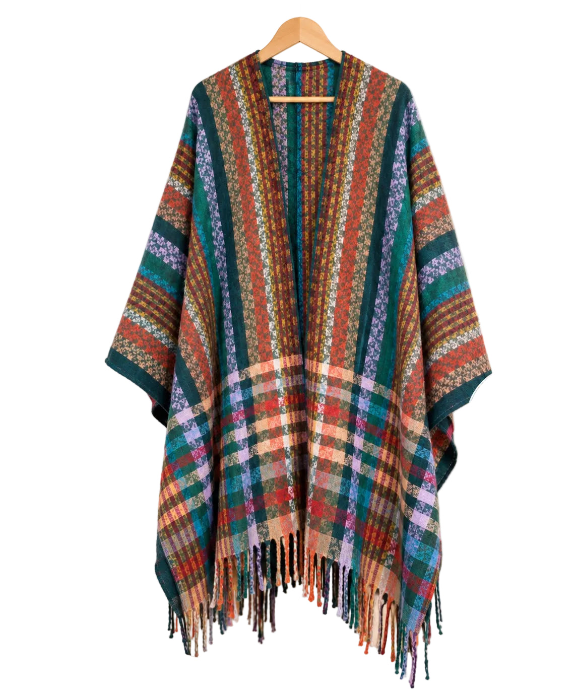 Bohemian Printed Shawl Poncho – Colorful Pattern