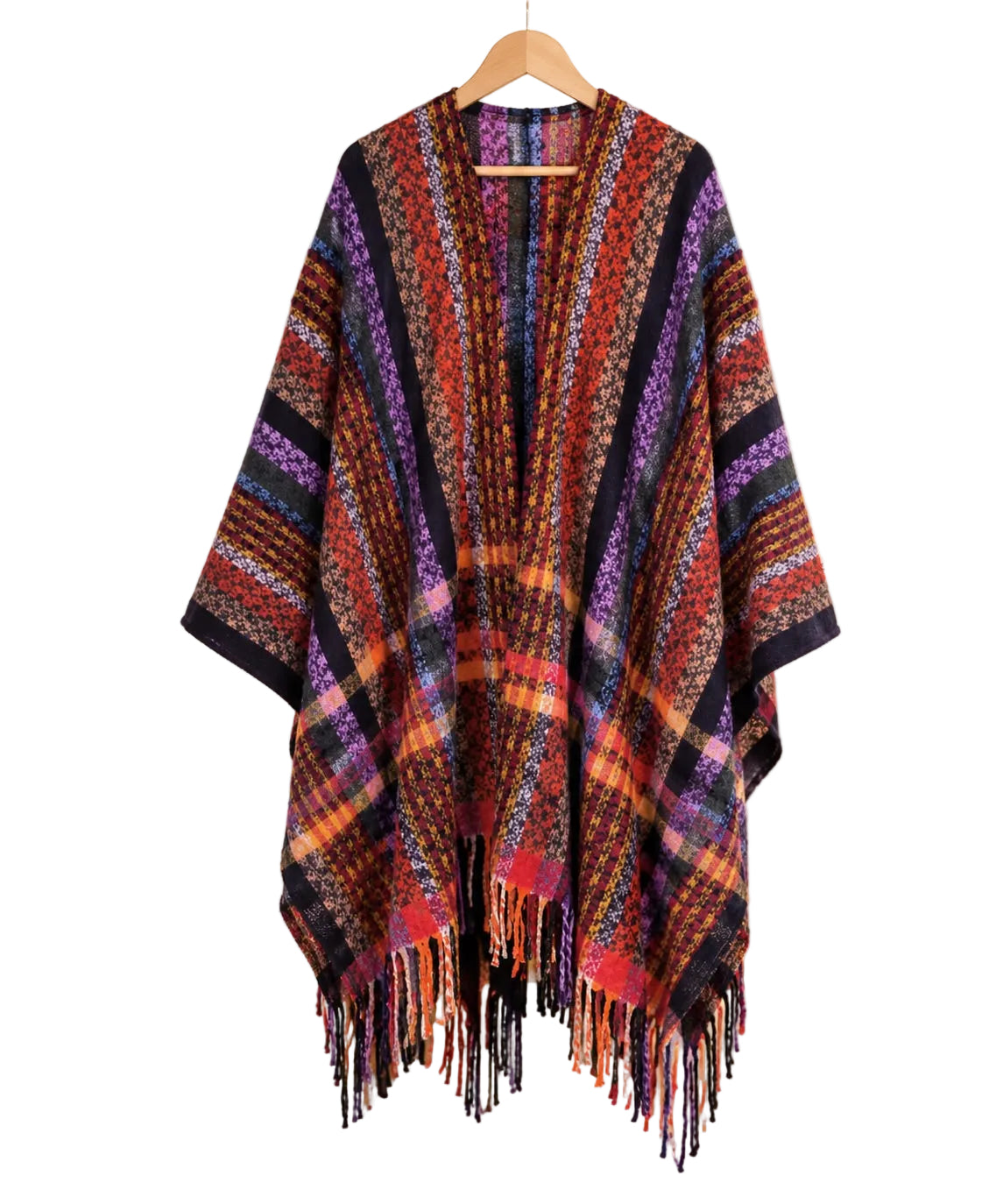 Bohemian Printed Shawl Poncho – Colorful Pattern