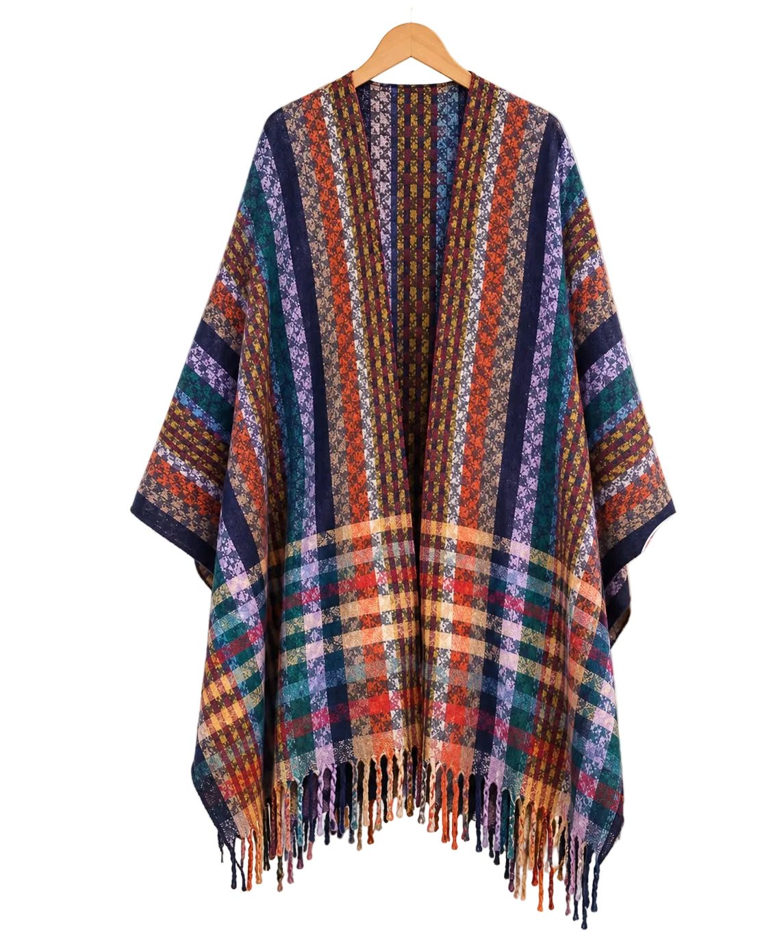Bohemian Printed Shawl Poncho – Colorful Pattern
