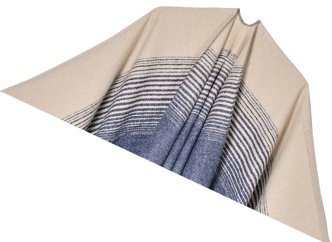 Women's Striped Open-Front Poncho Shawl
