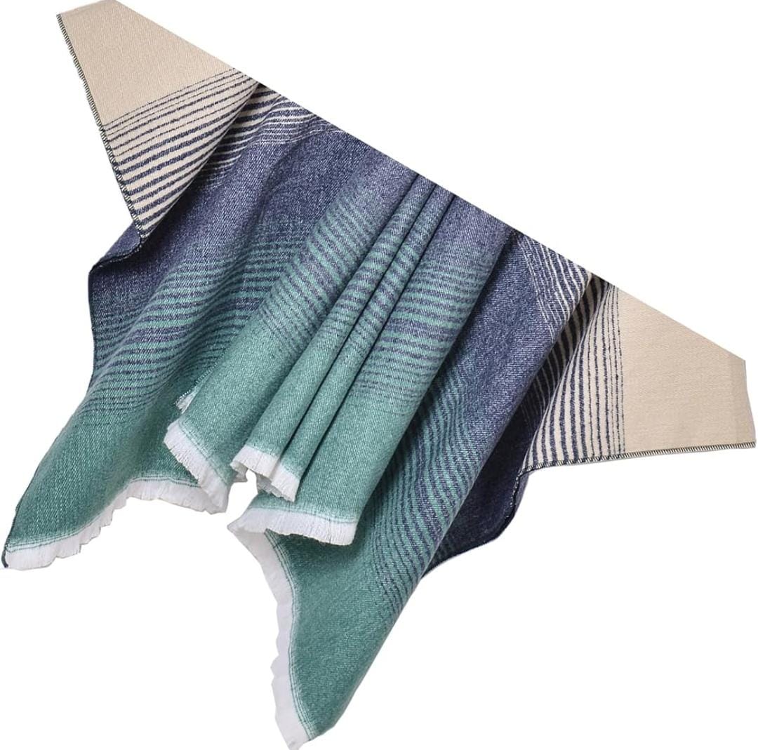 Women's Striped Open-Front Poncho Shawl