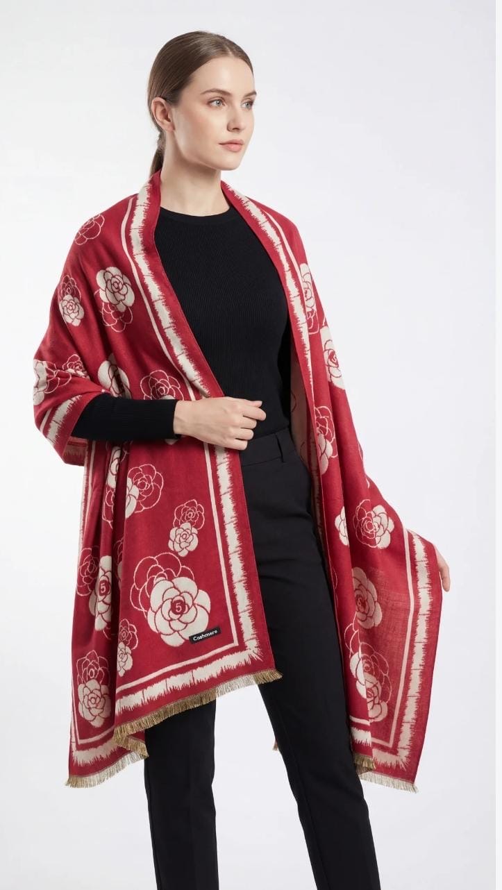 Oversized floral cashmere-style shawl/wrap
